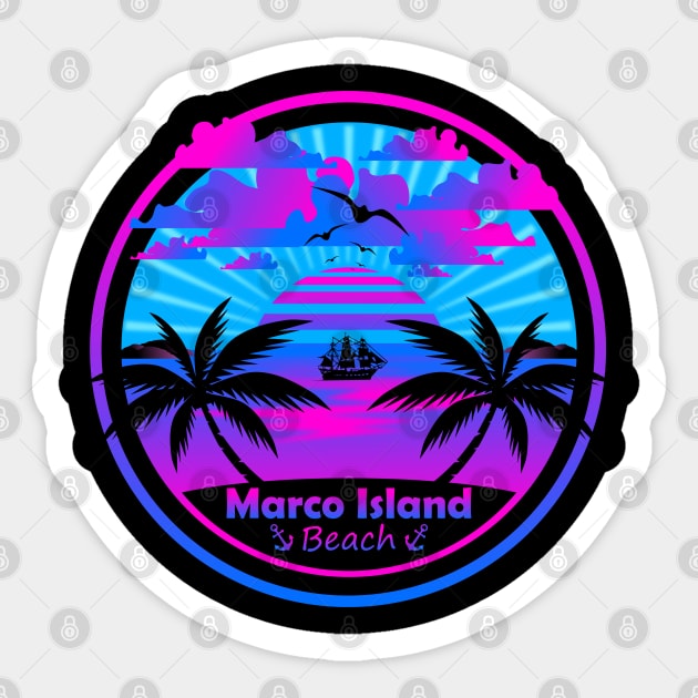 Marco Island Beach, Palm Trees Sunset, Florida Summer Sticker by Jahmar Anderson